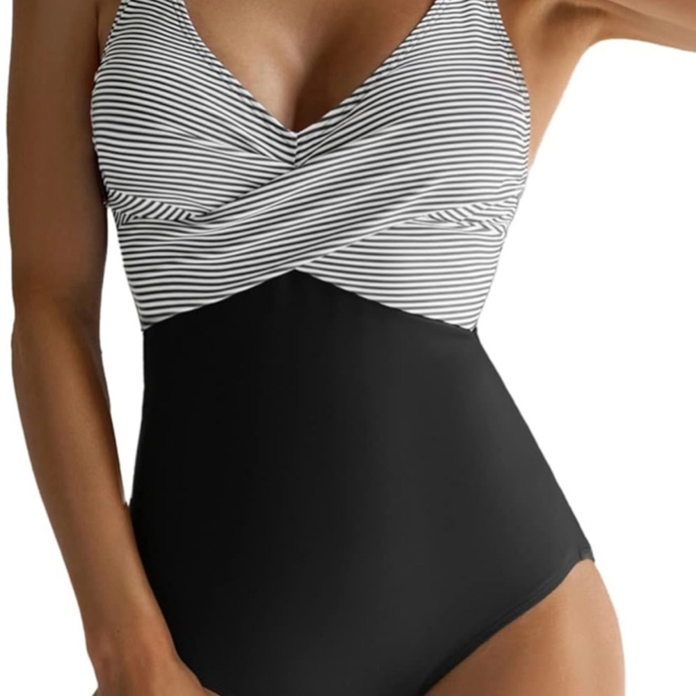 NWT Striped Black and White Women's Swimsuit S
